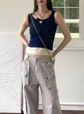 Meritz Ribbon String Hole Shirring Sleeveless