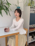 Kueni shirring layered long sleeve tee