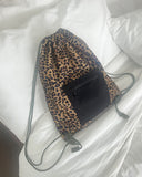 Vintsun Leopard Pocket String Backpack