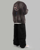 Discharged brushed washed sweatshirt
