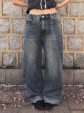 Posin Side Cut Vintage Washing Denim Pants