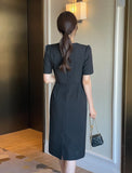 Evian Square Short Sleeve Tweed Two-Piece One Piece