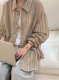 [unisex] Pweep Vintage Stripe Over Linen Shirt