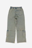 Clou tin dyeing banding cargo denim pants