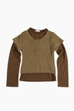 Layered ribbed half sleeve top