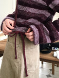 Niever Boucle Stripe Turtleneck String Knit