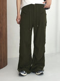 Carburn incision pocket key ring pintuck shirring two-way long wide jogger pants
