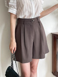 Dinet High-Waist Pintuck Shorts Slacks (Belt Set)