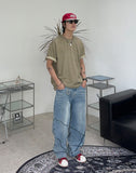 Neble Unbalanced Line Denim Pants