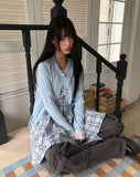 Linwoo punching button knit cardigan