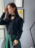 [Tie set] Lanti Heart V-Neck Knit Cardigan