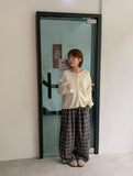 Calcori Banding Check Wide Pants