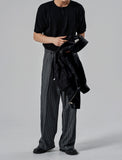 Stripe Pintuck Wide Slacks
