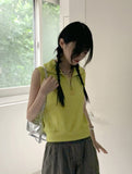 Miut Linen Twist Collar Half Zip-up Vest