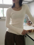 Lafen Angora Side Slit Damage Long Sleeve Knit