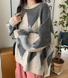 Lanlu Argyle Wool Over Knit