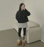 Suede Platform Sole Middle Walker Folding Sheepskin Boots