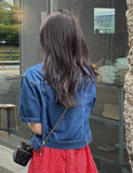 Fresh Denim Collar Short Jacket