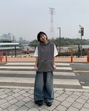 [unisex] Puts Washing Denim Wide Pants
