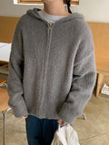 Opti Boucle Knit Hood Zip-up