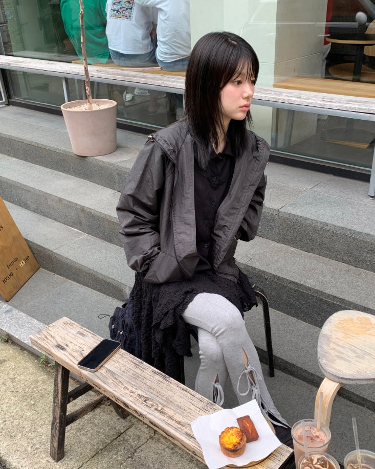 【WOOHWA】NYLON WIDE WINDBREAK WOOHWA (ウーファ) - ナイロンワイドウインドブレイカー / NYLON