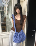 Lina Heartneck Punching Cap Sleeve Shirring Short Sleeve T-Shirt