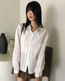 Rossop stripe line see-through long sleeve shirt