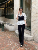 Sign Bustier Layered Three Quarter Shirring Shirt
