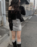 Nuts Washing Denim Mini Skirt