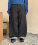 Yeku non-fade raw roll-up wide pants