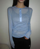 Pirun Tencel Layered Button Long Sleeve T-shirt