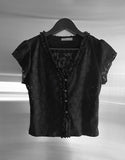 Leaf Jacquard See-through Lace Cardigan