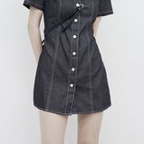 hoz stitch denim one piece