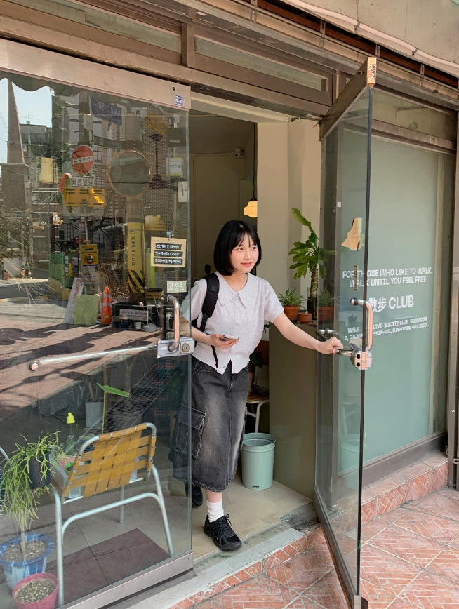 【BAON】Kune cargo string denim midi skirt BAON (バオン) - クネカーゴストリングデニムミディ丈スカート