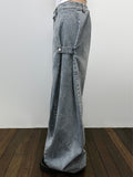 [UNISEX] SIDE BUTTON BALLOON DENIM