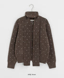 Hilpun Dot Wool Knit Cardigan Muffler Set