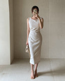 Morian Notch Shirring Span Sleeveless One Piece