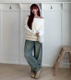 Hayni Bold Cable Off-Shoulder Knit