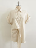 Hedden Linen Shirt Wrap Banding Wide Pants Set