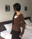 Burku Lace Strap Angora Long Sleeve T-Shirt