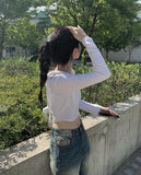 Nayu Ribbon Off Shoulder Cropped T-shirt