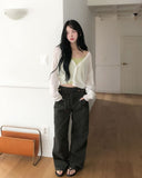Dearly See-through Deep V-neck Cardigan
