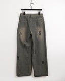 Fail Hip Lettering Washing Denim Long Wide Pants