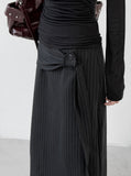 Striped knot long skirt