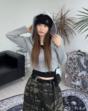Tinen dart cropped hooded zip-up