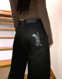 Deer Back Patch Stud Wide Balloon Pants