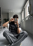 Stripe Mix Hooded Vest Knit