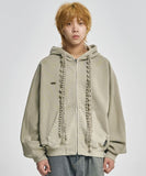 Laced Multi-Drawstring Zip-Up Hoodie