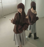 Punching Loose Fit Knit Beanie Point Set