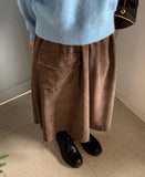 Loop banding corduroy cargo long skirt